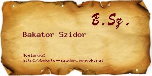 Bakator Szidor névjegykártya